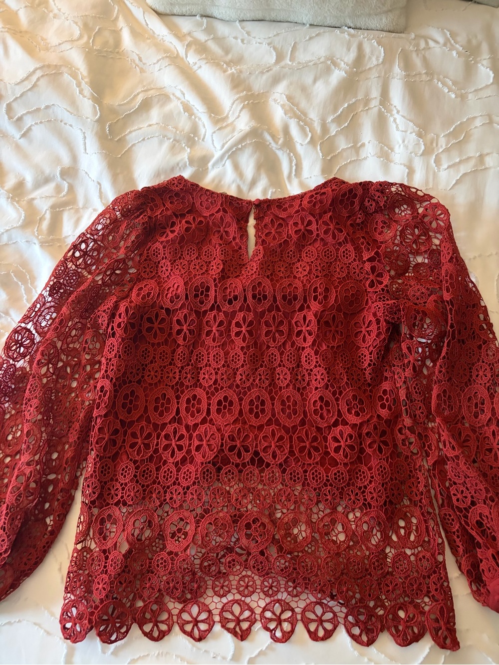Rust Lace Long-Sleeve Women's Top